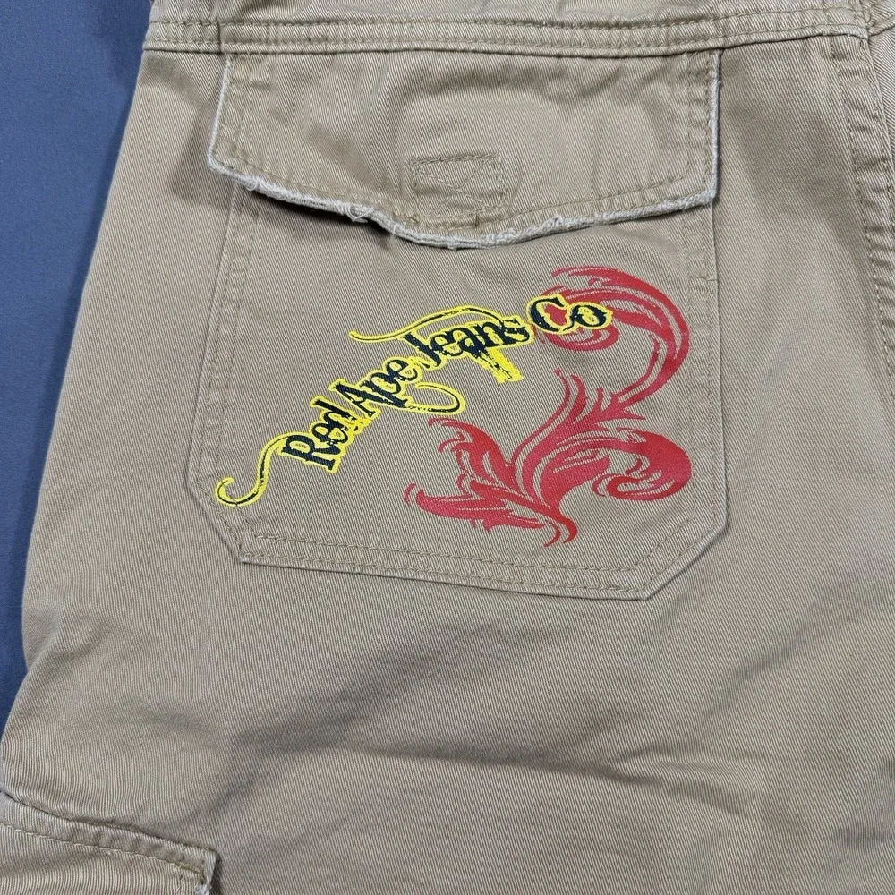 Men's Red Ape Cargo Khaki Shorts With‎ Belt Baggy Fit Size 36